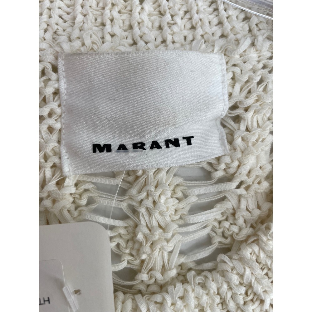 Isabel Marant Women Sweater Vest Fynn Cream Cotton Blend Medium - Picture 5 of 6